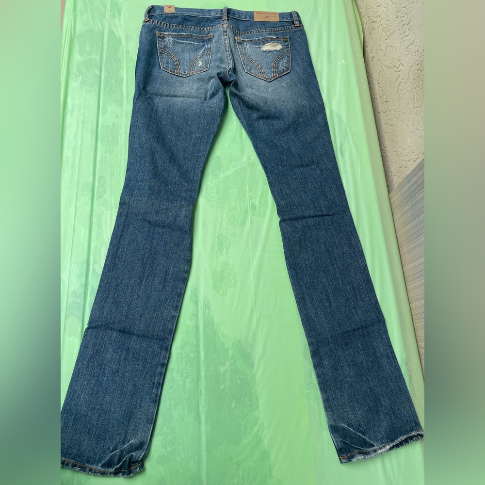 LOW RISE VINTAGE Hollister Cali Hermosa Dark Blue boot leg  size 0 irregular - Picture 3 of 13